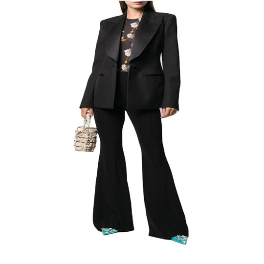 Damen Tailliertes Smoking-Blazerjackett mit Satin-Schalkragen und präzisem Tailoring Nord Taschen