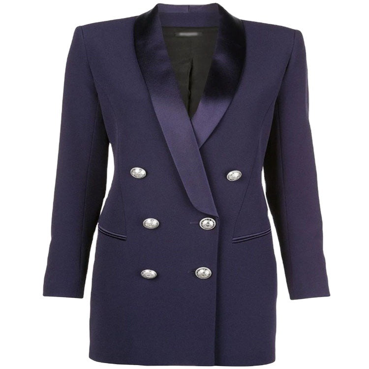 Damen Blazerkleid im Tailoring‑Look mit satiniertem Schalkragen und strukturierten Schultern Nord Taschen