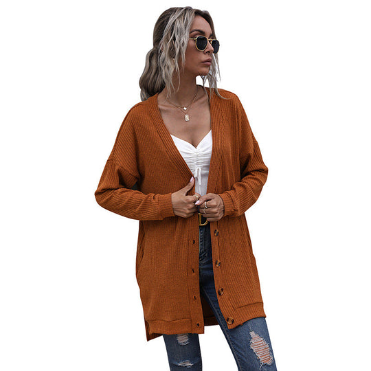 Damen Langer Oversize Strickcardigan mit Strukturstrick, offenen Taschen und lässigem Schnitt Nord Taschen