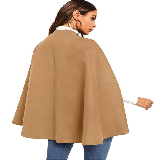 Damen Kurz-Capecoat im Mantelstil mit Stehkragen und verdeckter Knopfblende Nord Taschen