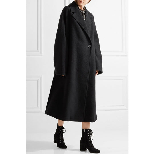 Damen Oversized Einreihiger Wollmix-Longcoat mit fallender Silhouette Nord Taschen