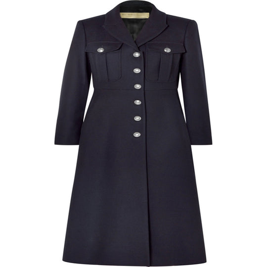 Damen Militärischer Longcoat aus Wollmix mit markanter Knopfleiste und Pattentaschen Nord Taschen