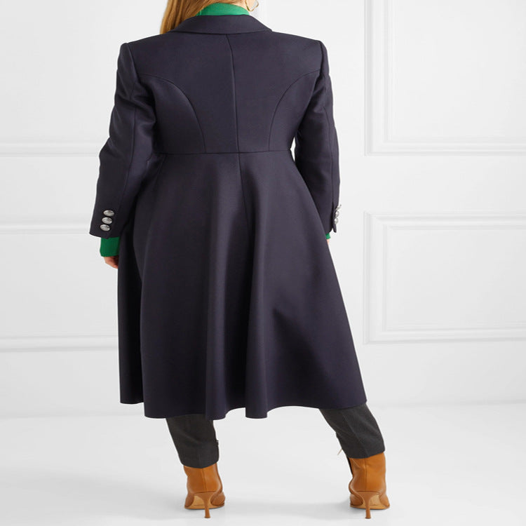 Damen Militärischer Longcoat aus Wollmix mit markanter Knopfleiste und Pattentaschen Nord Taschen