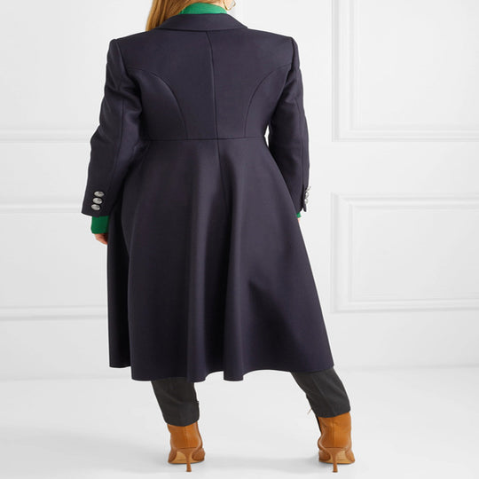 Damen Militärischer Longcoat aus Wollmix mit markanter Knopfleiste und Pattentaschen Nord Taschen