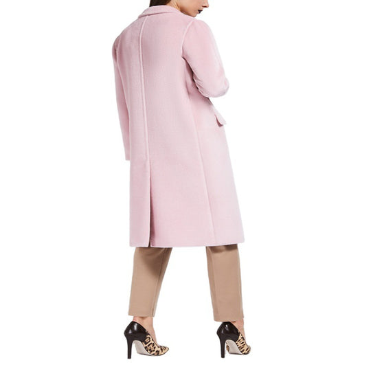 Damen Midilanger Teddy‑Wollmix‑Mantel mit Doppelreihe, Pattentaschen und weichfallendem Revers Nord Taschen
