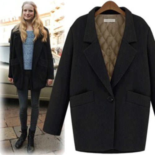 Damen Oversize Wollmix Shortcoat mit gesteppter Innenfütterung und Pattentaschen Nord Taschen