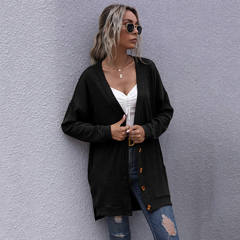 Damen Langer Oversize Strickcardigan mit Strukturstrick, offenen Taschen und lässigem Schnitt Nord Taschen