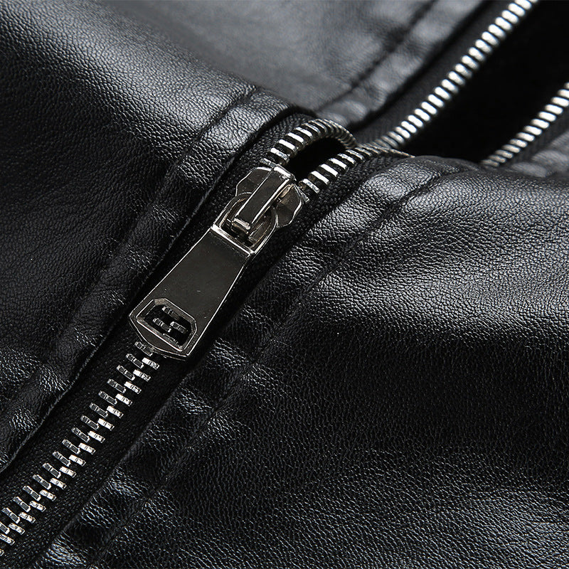 Herren Kunstleder-Überhemdjacke im Bomberstil mit Pattentaschen, Reißverschluss & geripptem Saum Nord Taschen