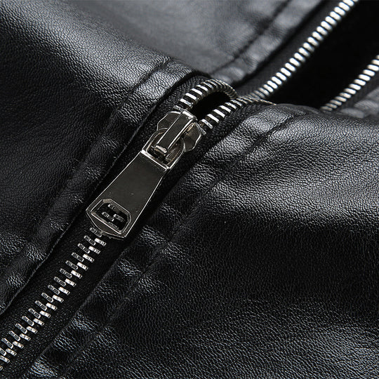 Herren Kunstleder-Überhemdjacke im Bomberstil mit Pattentaschen, Reißverschluss & geripptem Saum Nord Taschen