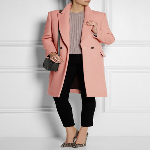 Damen Midilanger Wollmix-Mantel mit minimalistischer Einreiher-Front und Pattentaschen Nord Taschen