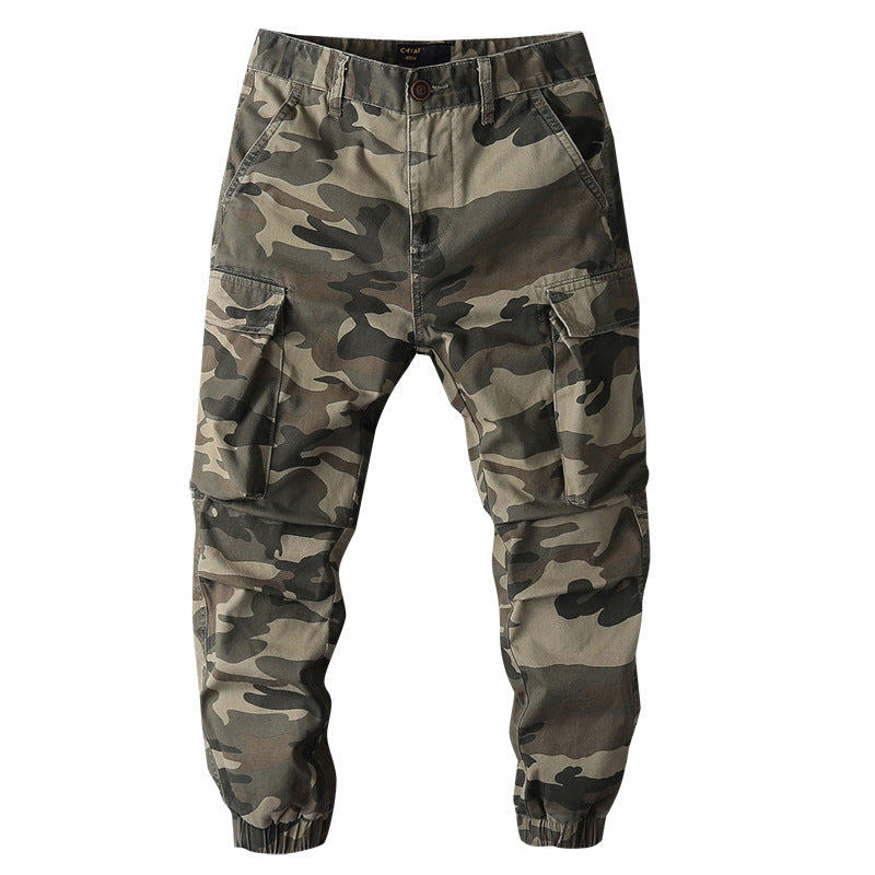 Herren Cargohose im Camouflage-Muster mit elastischen Bündchen und Multifunktionstaschen Nord Taschen