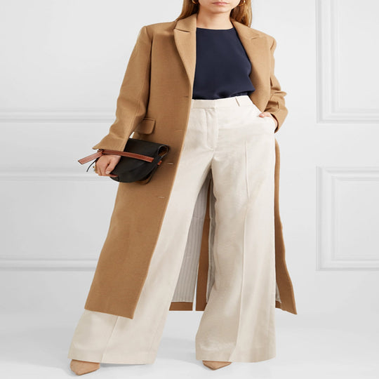 Damen Bodenlanger Einreihiger Wollmix‑Mantel mit seitlichem Gehschlitz und minimalistischer Tailoring‑Optik Nord Taschen