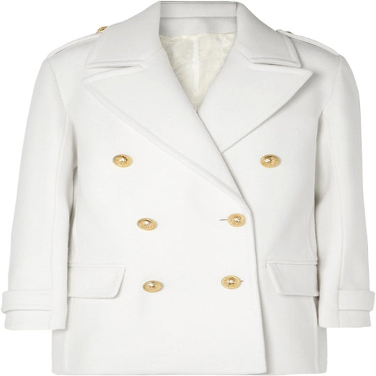 Damen Zweireihiger Kurzmantel im Marine‑Tailoring mit goldenen Zierknöpfen Nord Taschen