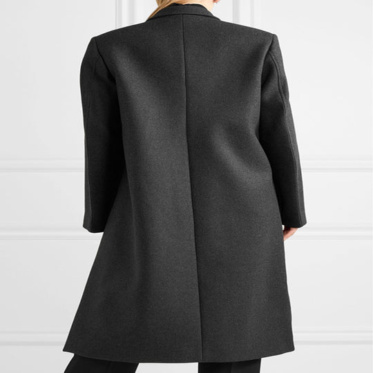 Damen Oversize Einreihiger Maxilanger Wollmix-Longcoat mit relaxter Schulter und Pattentaschen Nord Taschen