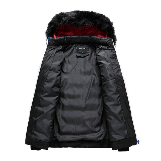 Herren Steppjacke mit Kapuze und Kunstfellbesatz, wind- und wasserabweisend Nord Taschen