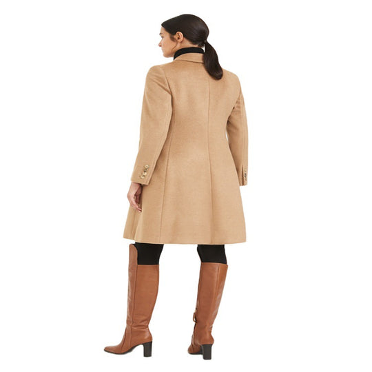 Damen Midilanger Taillierter Wollmix‑Mantel mit schmaler Schulterlinie und Pattentaschen Nord Taschen