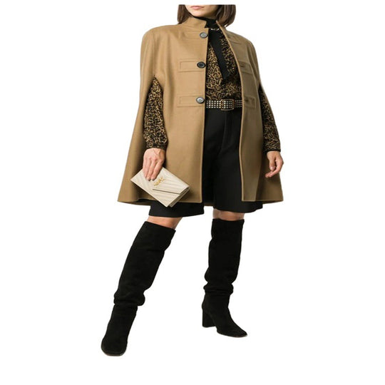 Damen Wollmix‑Cape mit Stehkragen, verdeckten Armöffnungen und puristischem Tailoring Nord Taschen