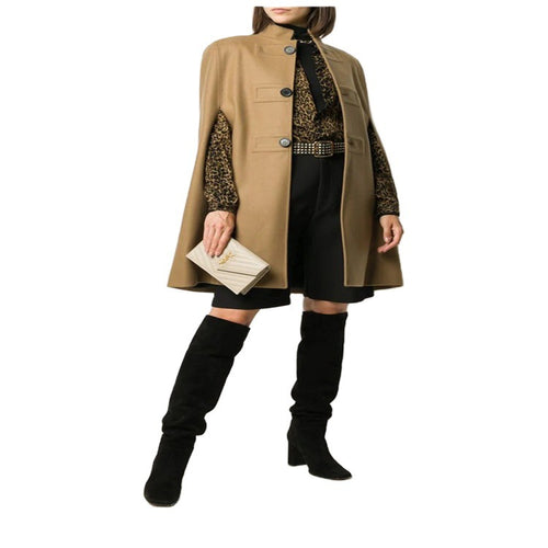 Damen Wollmix‑Cape mit Stehkragen, verdeckten Armöffnungen und puristischem Tailoring Nord Taschen