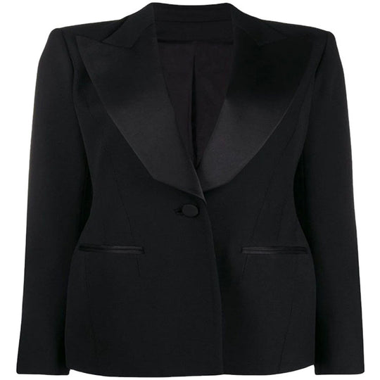 Damen Tailliertes Smoking-Blazerjackett mit Satin-Schalkragen und präzisem Tailoring Nord Taschen