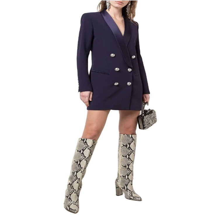 Damen Blazerkleid im Tailoring‑Look mit satiniertem Schalkragen und strukturierten Schultern Nord Taschen