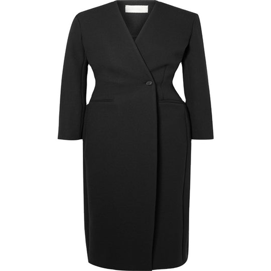 Damen Maxilanger minimalistischer Tailoring Mantel mit offener Front Nord Taschen