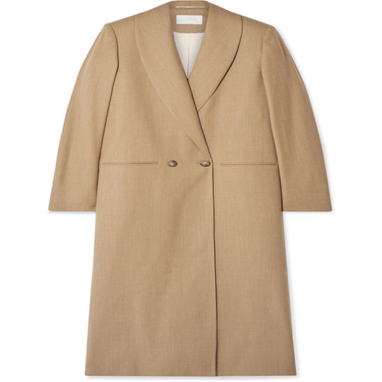 Damen Maxilanger minimalistischer Einreihiger Wollmix-Longcoat mit offenem Schalkragen Nord Taschen