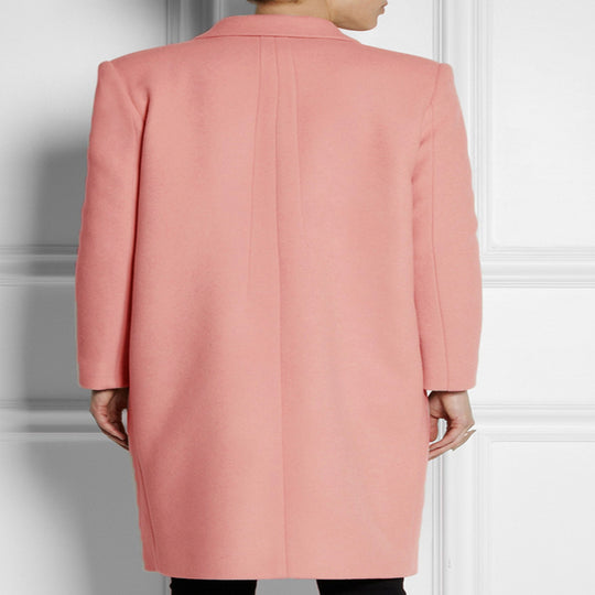 Damen Midilanger Wollmix-Mantel mit minimalistischer Einreiher-Front und Pattentaschen Nord Taschen