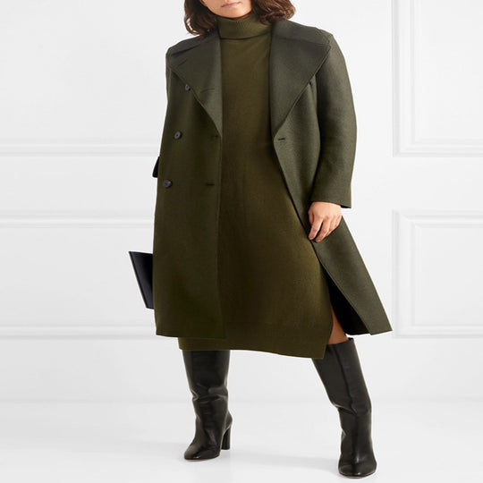 Damen Midilanges Rollkragen‑Strickkleid mit Seitenschlitz und relaxed Fit Nord Taschen