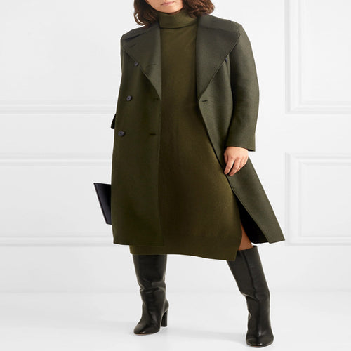 Damen Midilanges Rollkragen‑Strickkleid mit Seitenschlitz und relaxed Fit Nord Taschen