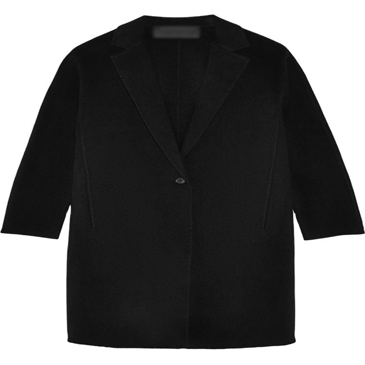 Damen Schlichter Oversize-Longmantel aus Woll‑Kaschmir‑Mix mit dezentem Revers und Ein‑Knopf‑Front Nord Taschen