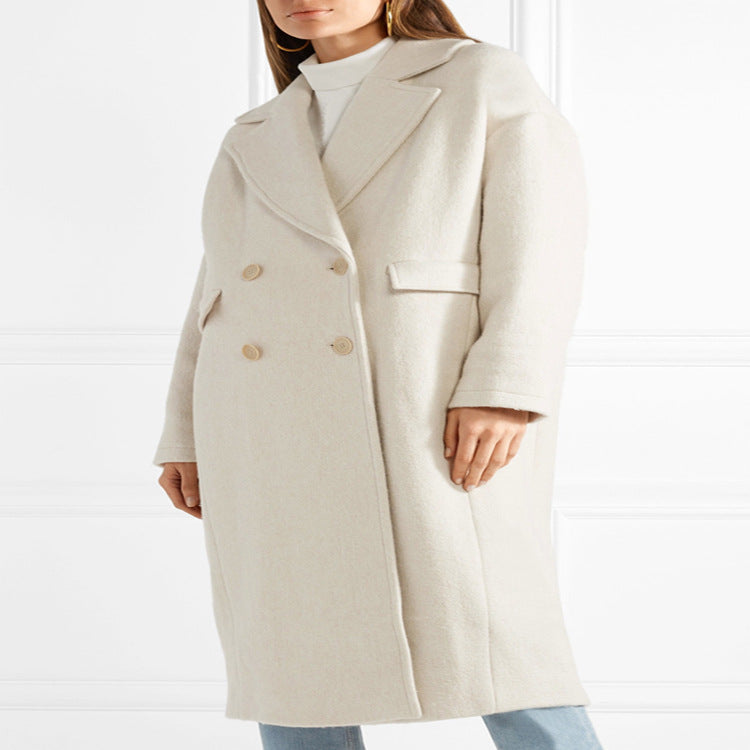 Damen Bodenlanger Relaxed-Fit Wollmix-Mantel mit soften Schultern und Seitenschlitz Nord Taschen