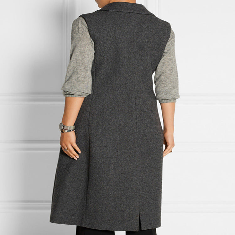 Damen Ärmelloser Wollmix-Mantel mit ausgestellter A‑Linien‑Silhouette und Ein‑Knopf‑Front Nord Taschen