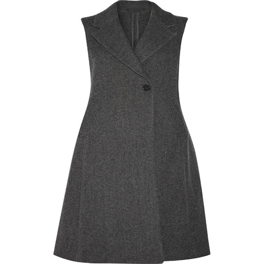 Damen Ärmelloser Wollmix-Mantel mit ausgestellter A‑Linien‑Silhouette und Ein‑Knopf‑Front Nord Taschen