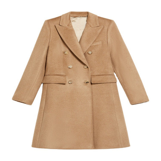 Damen Midilanger Taillierter Wollmix‑Mantel mit schmaler Schulterlinie und Pattentaschen Nord Taschen