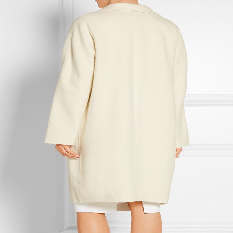 Damen Schlichter Oversize-Longmantel aus Woll‑Kaschmir‑Mix mit dezentem Revers und Ein‑Knopf‑Front Nord Taschen