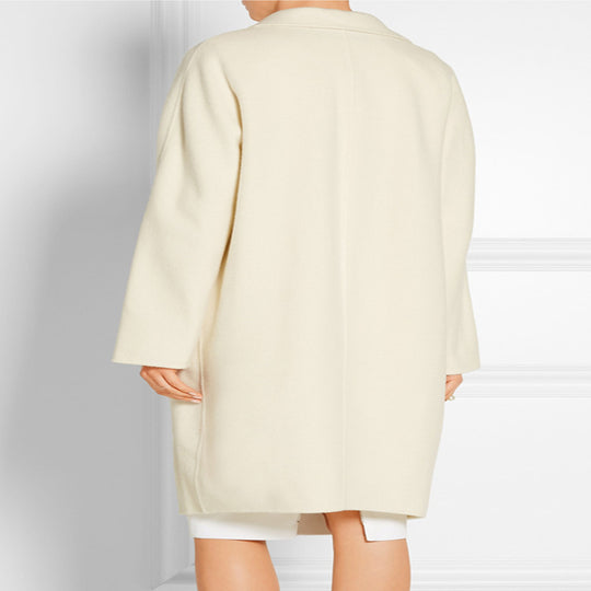 Damen Schlichter Oversize-Longmantel aus Woll‑Kaschmir‑Mix mit dezentem Revers und Ein‑Knopf‑Front Nord Taschen