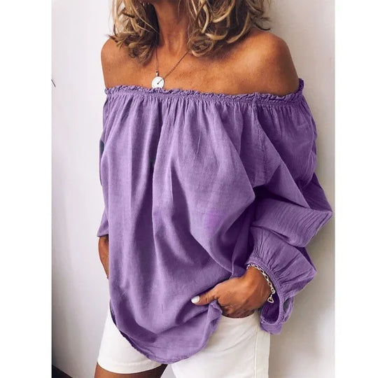Off Shoulder Bluse mit Eleganten Ballonärmeln