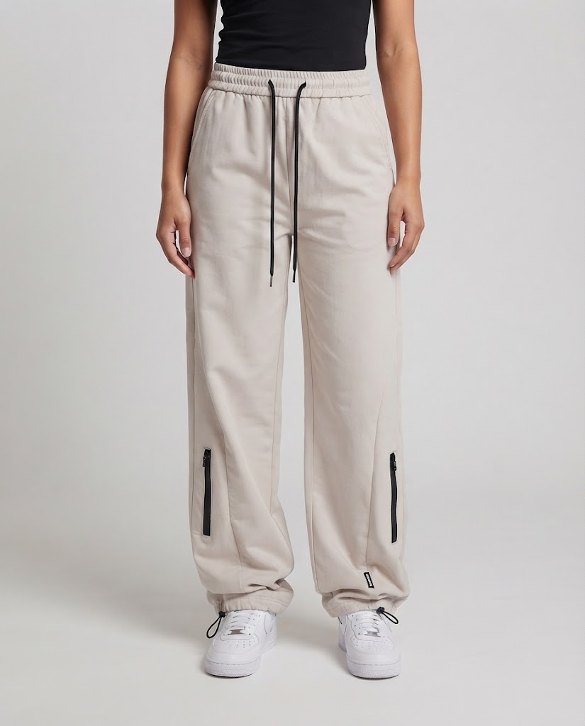 Damen Thermo-Baggy-Hose im Palazzoschnitt mit verdeckten Reißverschluss-Taschen und verstellbarem Saum Nord Taschen
