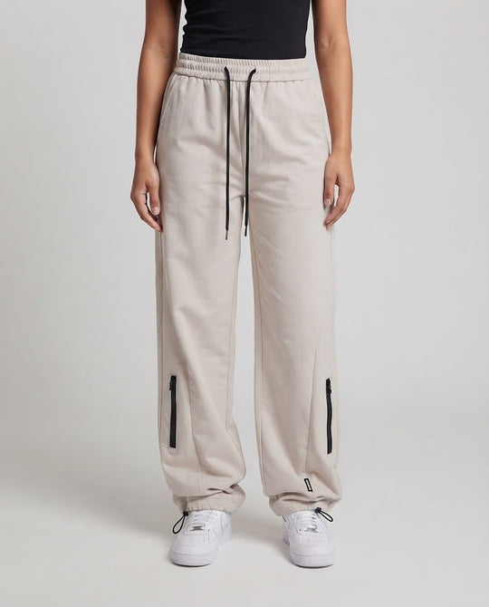 Damen Thermo-Baggy-Hose im Palazzoschnitt mit verdeckten Reißverschluss-Taschen und verstellbarem Saum Nord Taschen