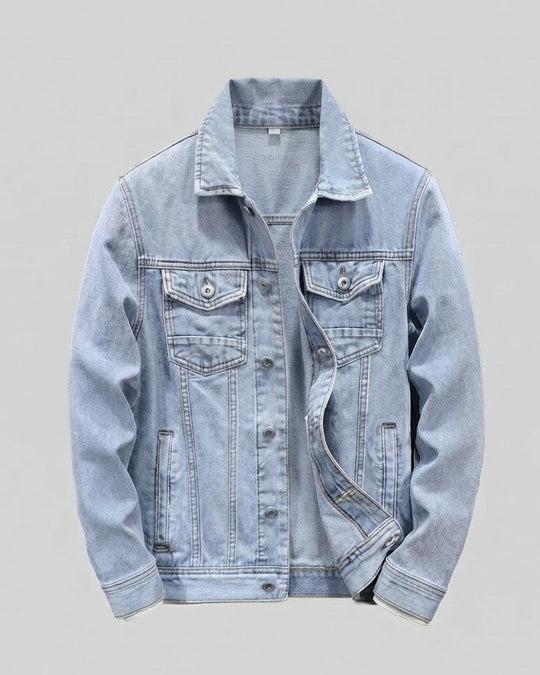 Herren Vintage-inspirierte Denimjacke im Regular-Fit mit Brusttaschen und Kontrastnähten Nord Taschen
