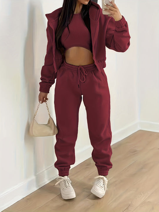 Kapuzenjacke & Tanktop & Jogginghose Drei Teilige Satz Outfits - Arvani