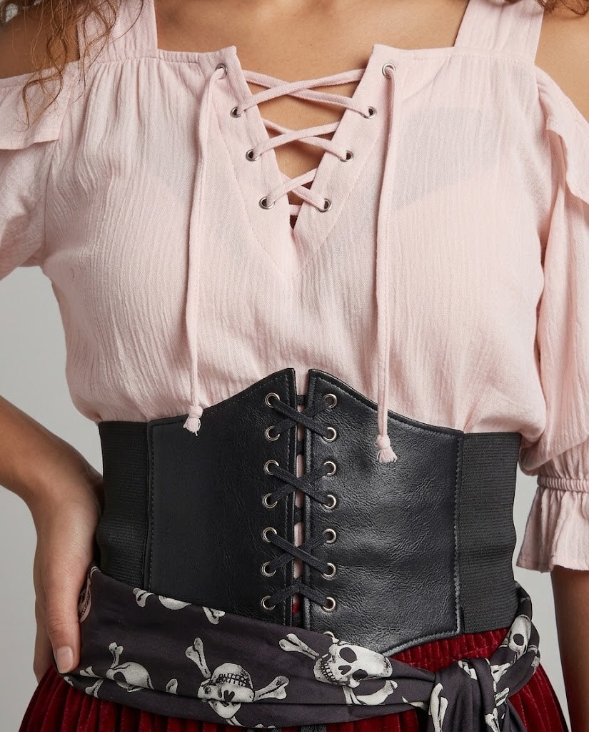 Damen Piratinnenkostüm mit eleganter Taillierung und fließendem Rock Nord Taschen