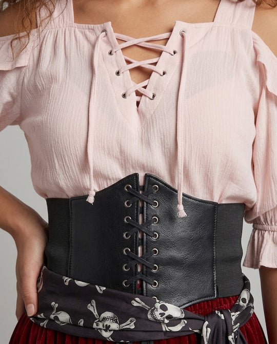 Damen Piratinnenkostüm mit eleganter Taillierung und fließendem Rock Nord Taschen