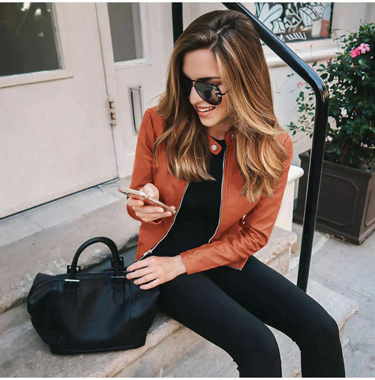 Elegante Italienische Lederbikerjacke