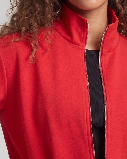 Damen Cropped Blousonjacke mit Stehkragen, Reißverschluss und elastischem Saum Nord Taschen