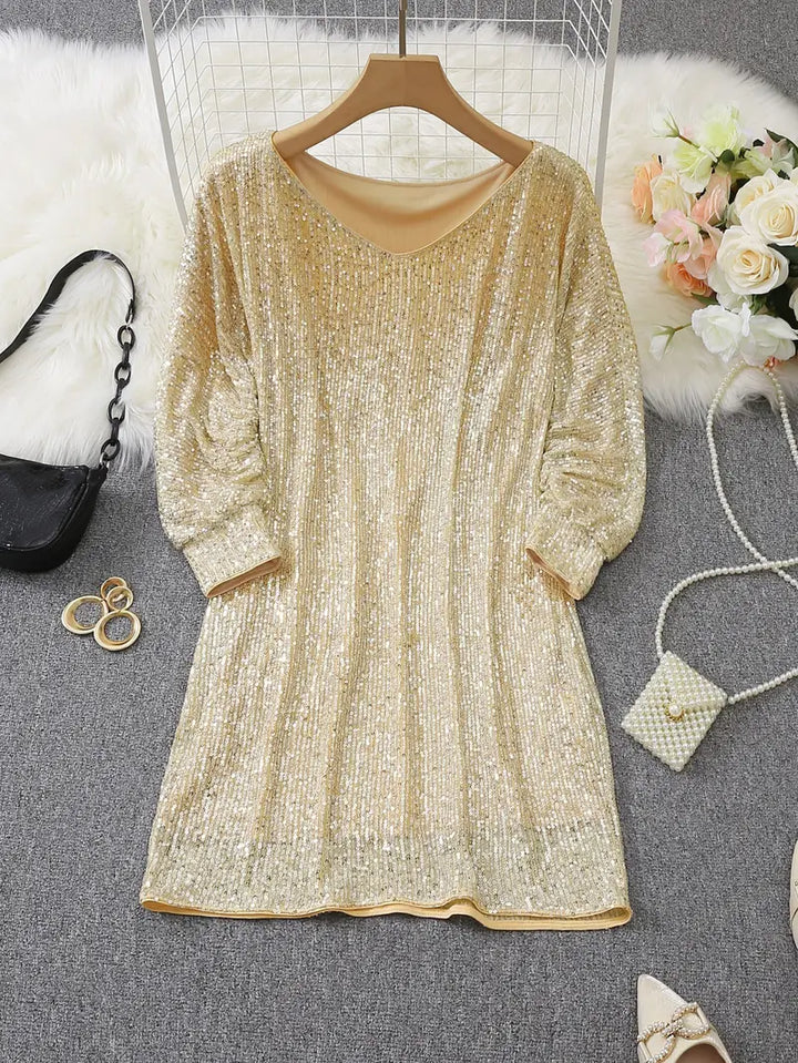 Party Paillettenkleid mit Kontrast