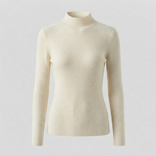 Damen Eleganter Slim-Fit Rollkragenpullover aus flauschigem Angora-Mix mit feiner Rippstruktur Nord Taschen