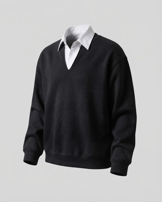 Damen Freizeit- und eleganter Sweatshirt mit Hemdkragen Nord Taschen