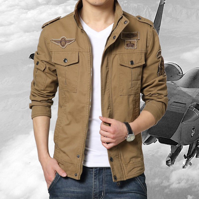 Herren Militärinspirierte Canvas-Fieldjacke mit Mehrfach-Taschen und Stehkragen Nord Taschen