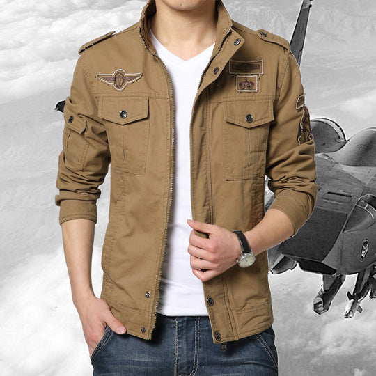 Herren Militärinspirierte Canvas-Fieldjacke mit Mehrfach-Taschen und Stehkragen Nord Taschen
